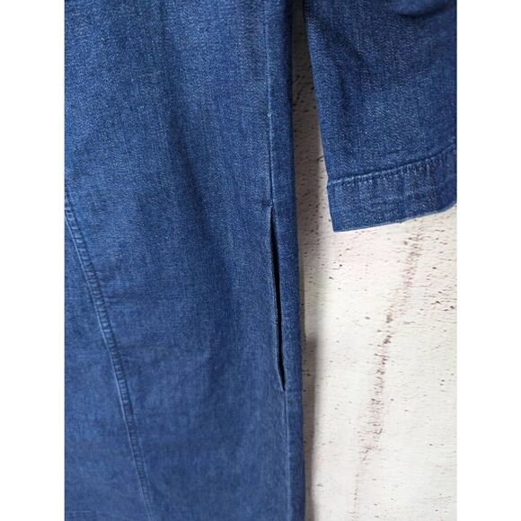 J Jill Denim Womens Shift Dress Blue Lace Up Tethered Hem 3/4 Sleeves Sz M Mediu - Picture 4 of 13